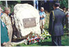 history06 > Plaque on the boulder at "Bloody Crossroads", Pirompré, Belgium.
June - 1996.
Shown left in US Army uniform is Ross Rassmussen, A-912 FA, 
the 87th Infantry Division Historian.

http://www.87thinfantrydivision.com